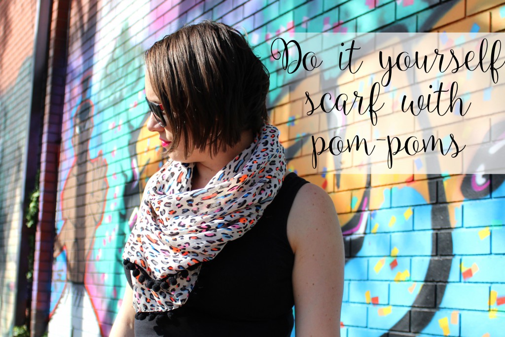 DIY scarf with pom-poms